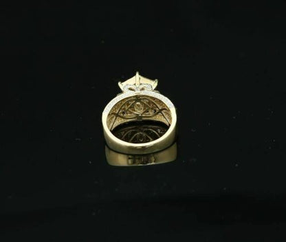 King Of Bling's 0.20 CT Real Diamond Womens 925 Sterling Silver Yellow Ring Cocktail Size 8