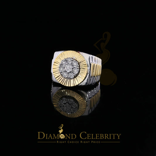 DiamondCelebritees 0.15CT Real Diamond Men's 925 Sterling Silver Round Ring Size 9 in White