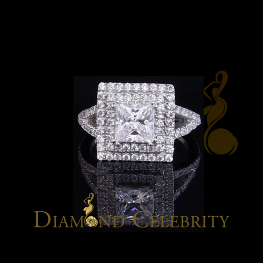 DiamondCelebritees 3.58ct Cubic Zirconia 925 White Silver Square Womens Engagement Ring Size 7