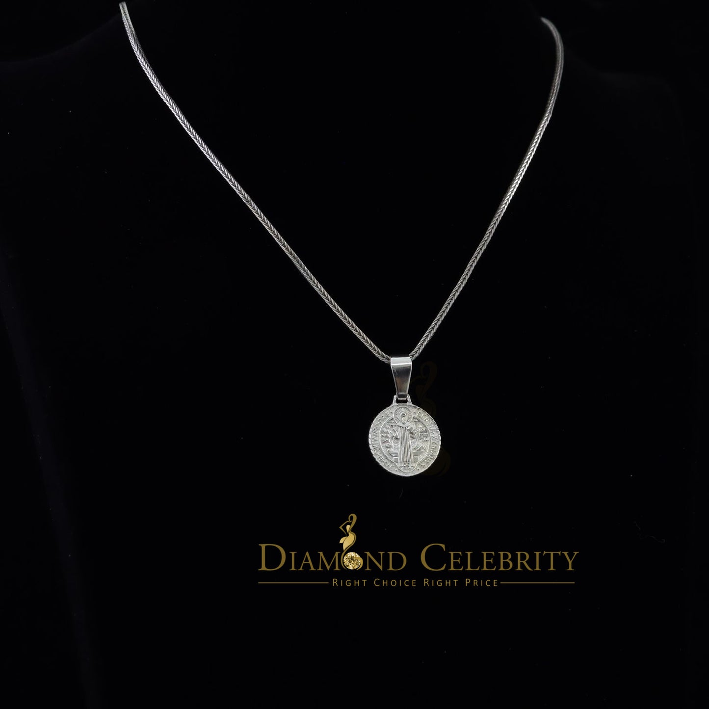DiamondCelebritees Double Side Round Benedict Men's/Women's Pendant Religious 925 Sterling Silver