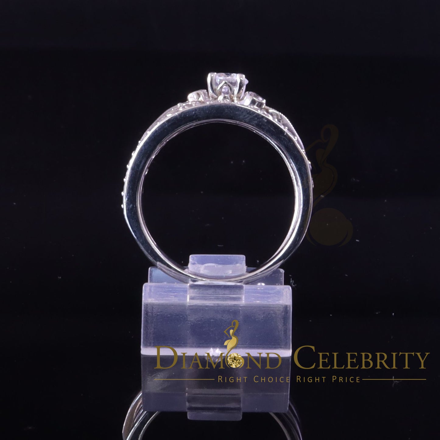 DiamondCelebritees 2.0ct Cubic Zirconia White 925 Sterling Silver Women 3PC Wedding Ring Size 7