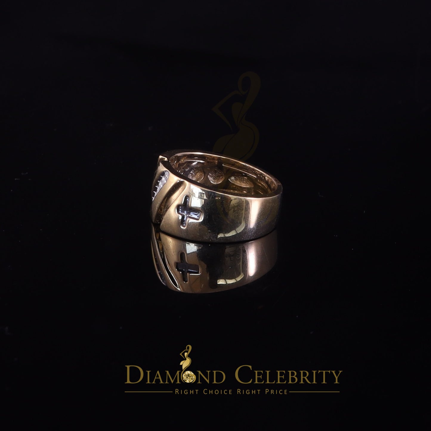 DiamondCelebritees 0.14 ct Sterling Yellow Silver Round 925 CZ Men Rings Engagement Size 9.00