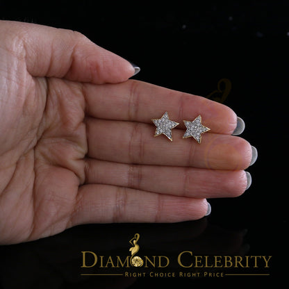 DiamondCelebritees 10K Real Yellow Gold Real Diamond 0.50CT Men's/Women's shape Star Stud Earrings
