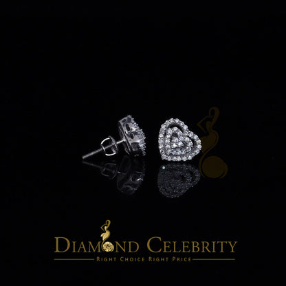 DiamondCelebritees  1.07ct Cubic Zirconia 925 White Sterling Silver Women's Hip Hop Heart Earrings