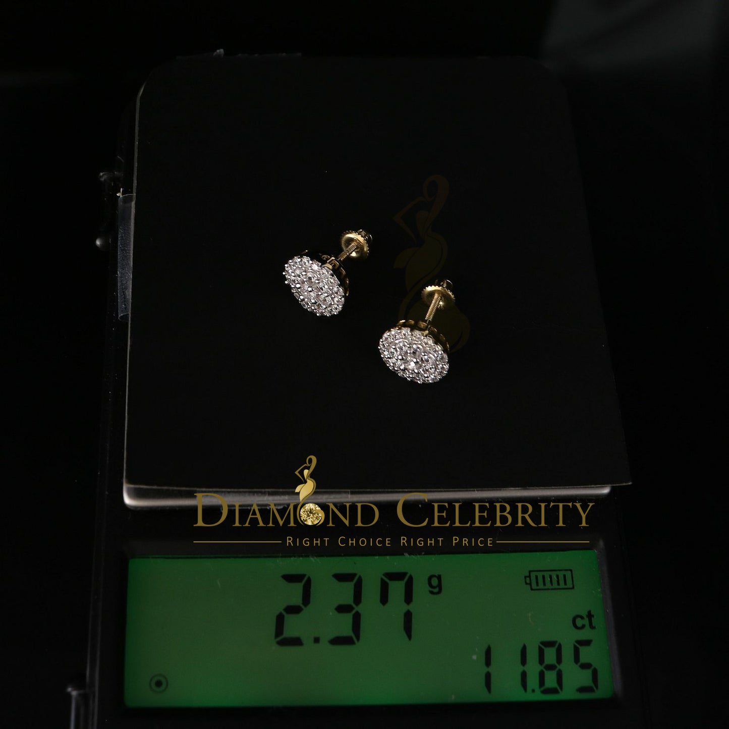 DiamondCelebritees  925 Yellow Sterling Silver 1.86ct Cubic Zirconia Round Women's Stud Earrings