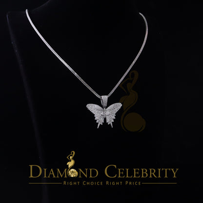 DiamondCelebritees White 925 Sterling Silver Butterfly Shape Pendant with 3.36ct Cubic Zirconia
