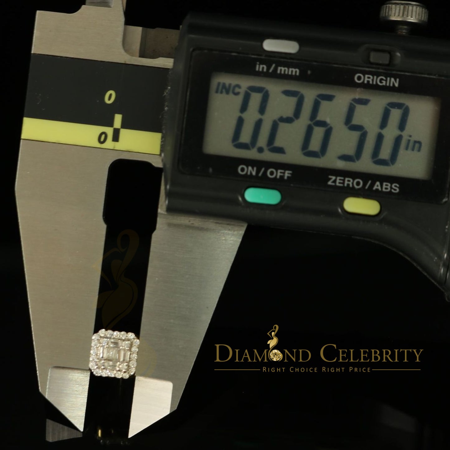 DiamondCelebritees  925 Yellow Silver 0.64ct Cubic Zirconia Women's & Men's Hip Hop Square Earrings