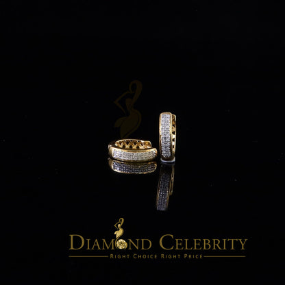 DiamondCelebritees 0.15ct Diamond 925 Sterling Silver Yellow Hoop Stud Earrings For Men's / Women's