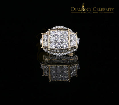 DiamondCelebritees 925 Sterling Yellow Silver 7.76ct Cubic Zirconia Square Engagement Women's Ring Size 9