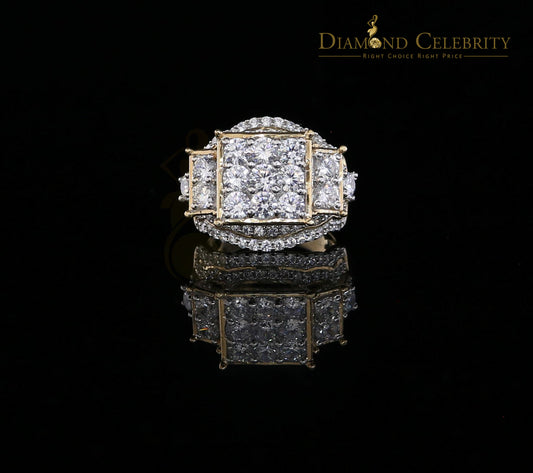 DiamondCelebritees 925 Sterling Yellow Silver 7.76ct Cubic Zirconia Square Engagement Women's Ring Size 9