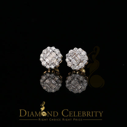 DiamondCelebritees 10K Real Yellow Gold with 0.66CT Real Diamond Men's/Women's Stud Earrings