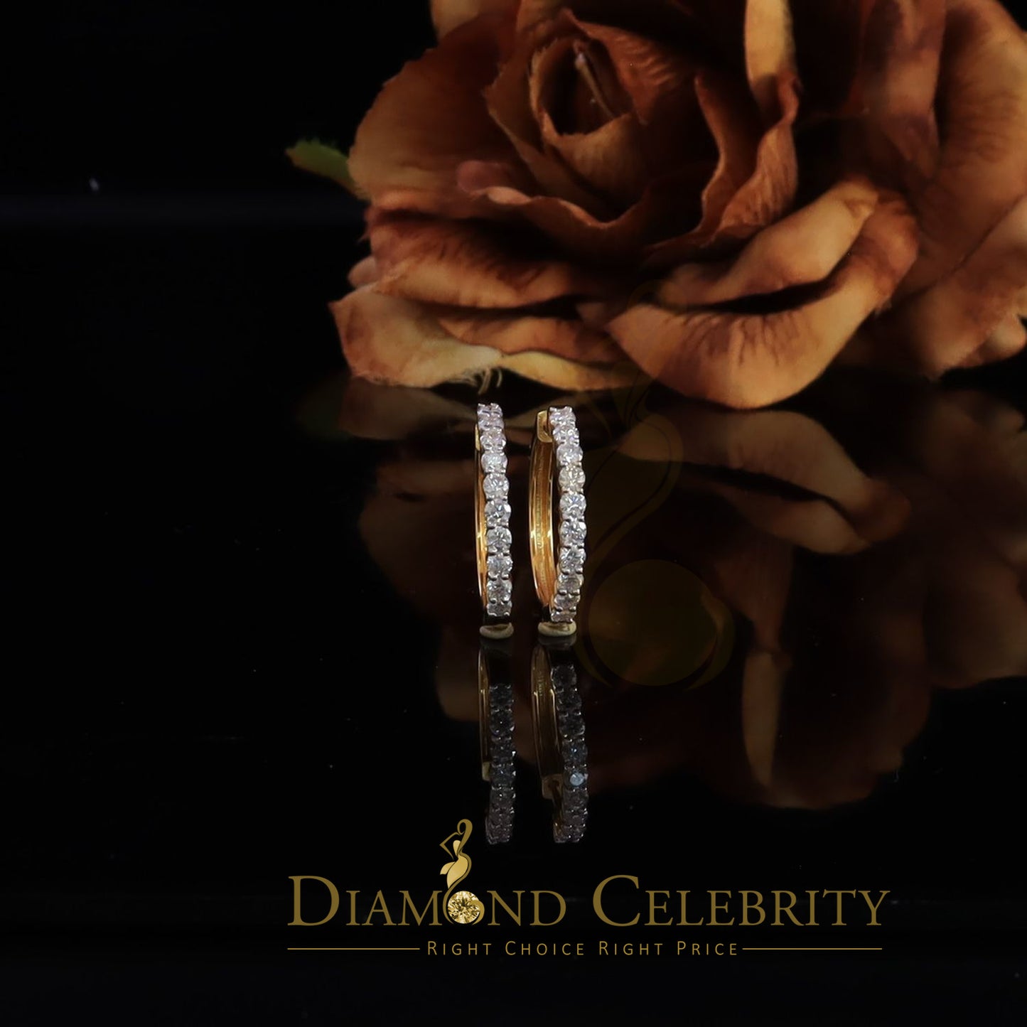 DiamondCelebritees 2.00ct Moissanite Yellow 925 Sterling Silver Women's Hoop Earrings