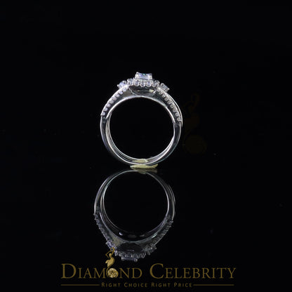 DiamondCelebritees 1.75ct Cubic Zirconia White Sterling Silver Men's/ Women 2PC Bridal Rings Size 7