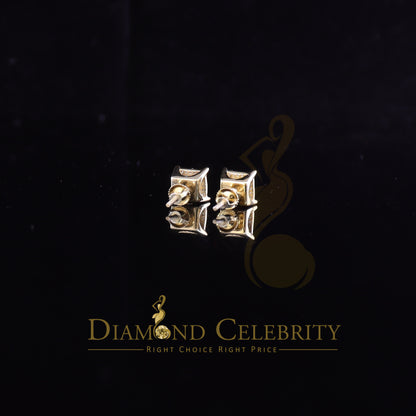 DiamondCelebritees Aretes Para Hombre 925 Yellow Silver 0.25ct Square Diamond Stud men's Earrings