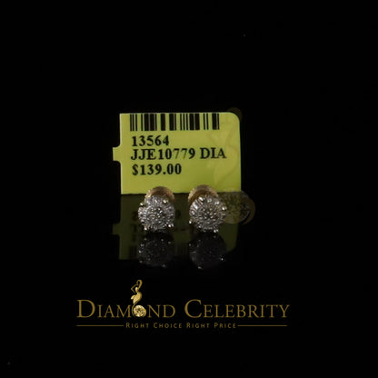 DiamondCelebritees 0.05ct Real Diamond 925 Sterling Silver Yellow For Men's & Women's Round Earring