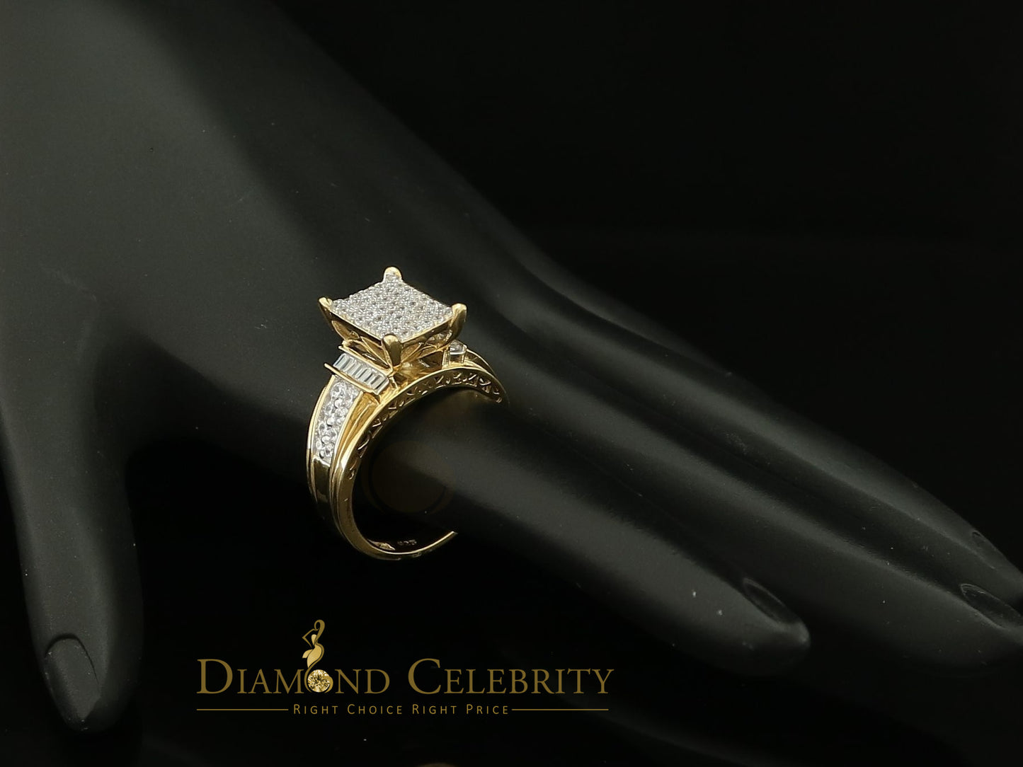 DiamondCelebritees New Big Look 925 Yellow Silver2.08ct Cubic Zirconia Style Cinderella Ring size 9