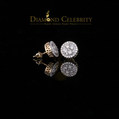 DiamondCelebritees Real Diamond 1.25CT 10K Real Yellow Gold Men's/Women's Stud Round Earring
