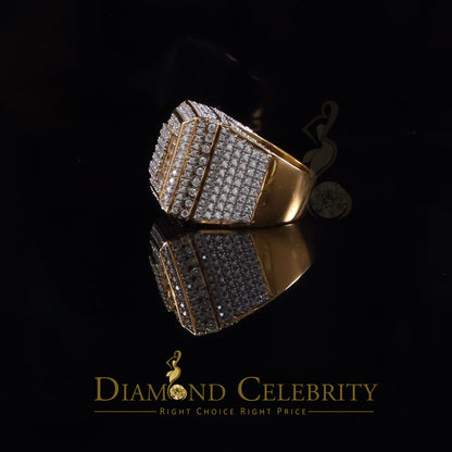 DiamondCelebritees 925 Sterling Silver 4.50ct VVS 'D' Moissanite Yellow Square Rings Size 10 Men's