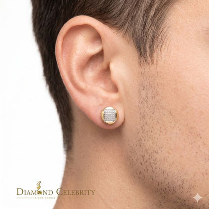 DiamondCelebritees 0.15ct Real Diamond 925 Sterling Silver Yellow For Women's & Men's Round Earring