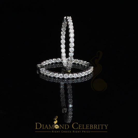 Diamondcelebritees 6.00ct Moissanite White 925 Sterling Silver Women's Hoop Earrings