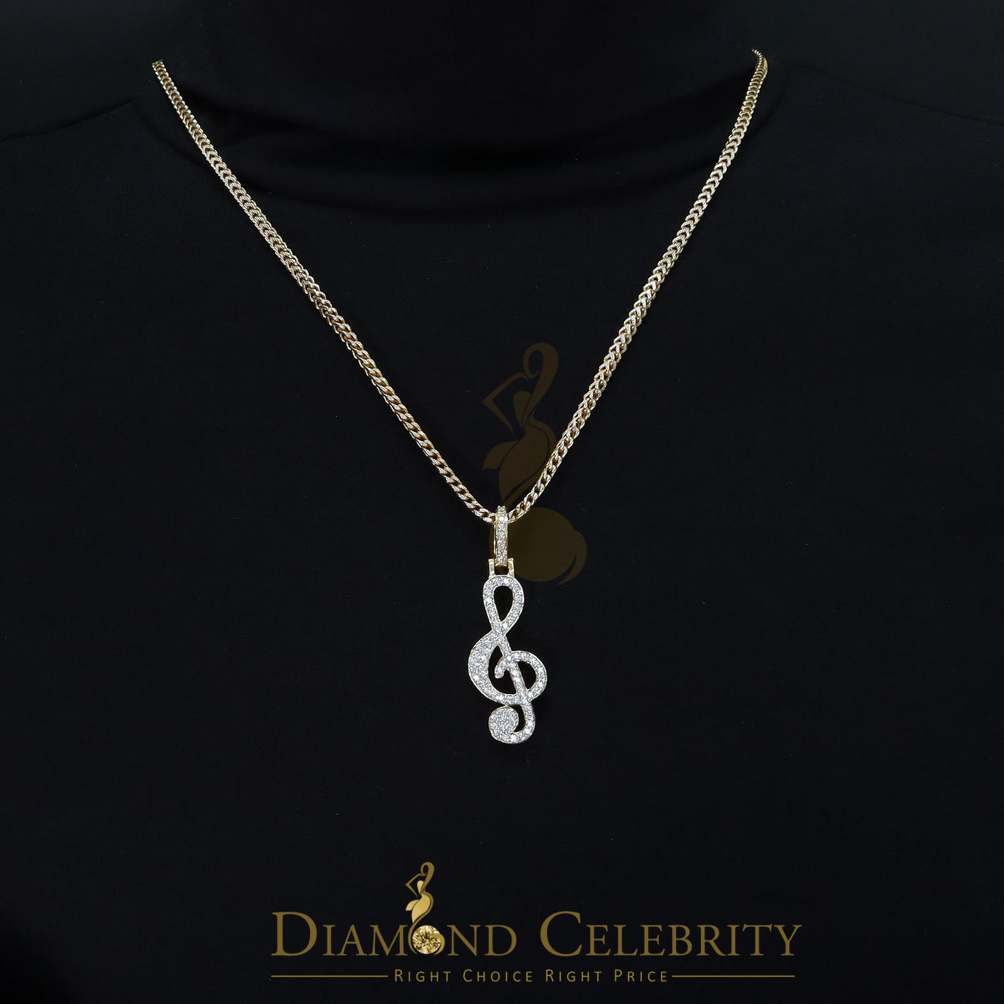 DiamondCelebritees Promise 925 Yellow Sterling Silver MUSIC SIGN Pendant with 2.34ct Cubic Zirconia