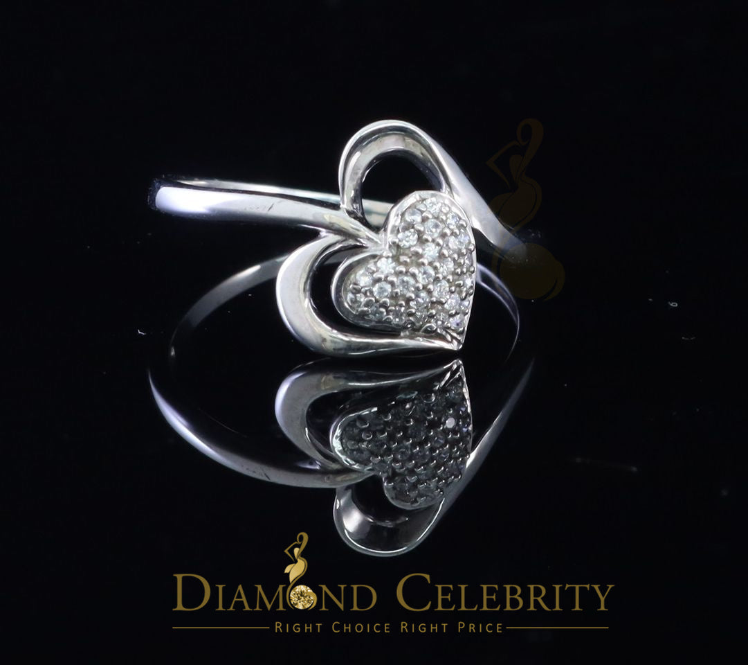DiamondCelebritees 0.21 ct Cubic Zirconia 925 Sterling White Silver Heart Womens/Men's Ring Size 7