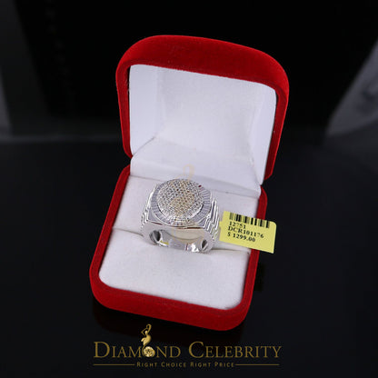DiamondCelebritees 925 Sterling Silver 0.50CT Real Diamond White Men's Engagement Round Ring Size 9