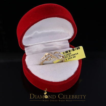 DiamondCelebritees Real Diamond 0.15 CT Womens Sterling Silver Yellow Infinity Engagement Ring SZ 7