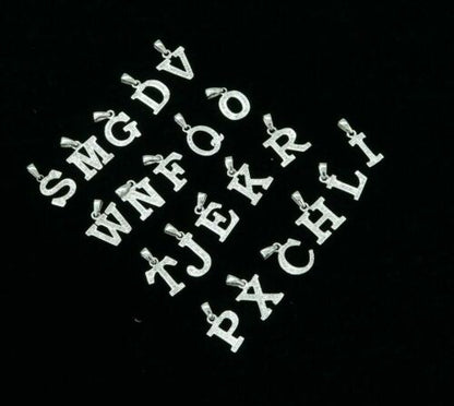 Attractive Sterling SilverAll Alphabet Letter White Pendant with Cubic Zirconia