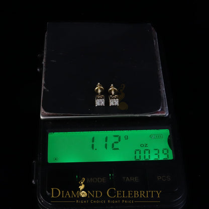 DiamondCelebritees  0.55ct Cubic Zirconia Hip Hop 925 Yellow Silver Women's & Men's Square Earrings
