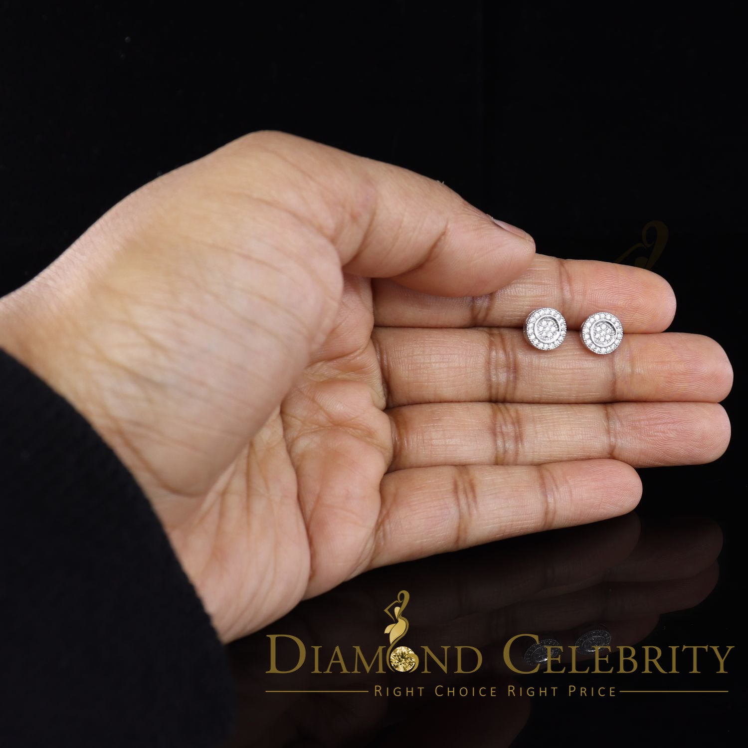 Aretes Para Hombre 925 White Silver Women's 0.5ct Moissanite Round Earrings