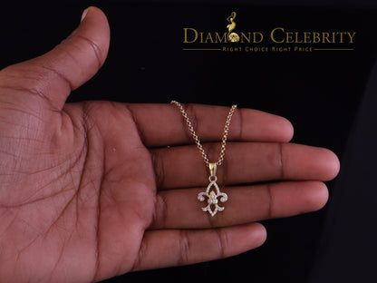DiamondCelebritees Promise Yellow Sterling Silver Fleur de Lis Pendant with 0.30ct Cubic Zirconia