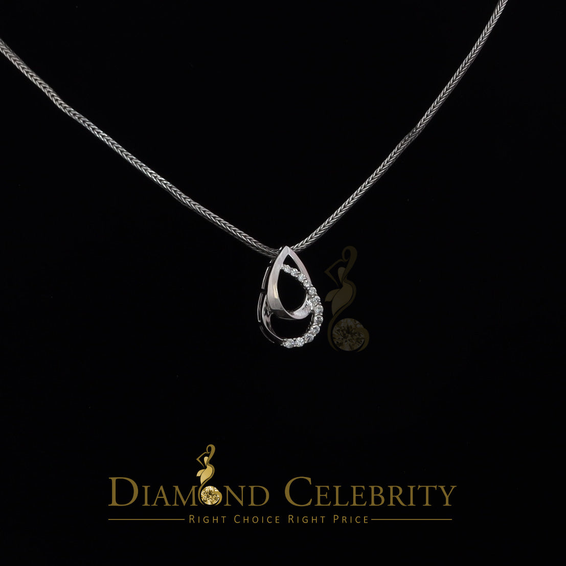 DiamondCelebritees Sterling White Silver Pear Fashion Pendant with 0.00ct Cubic Zirconia