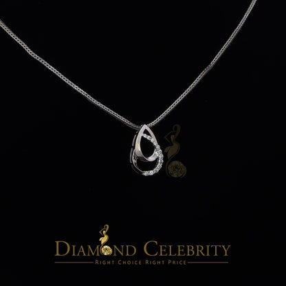 DiamondCelebritees Sterling White Silver Pear Fashion Pendant with 0.00ct Cubic Zirconia