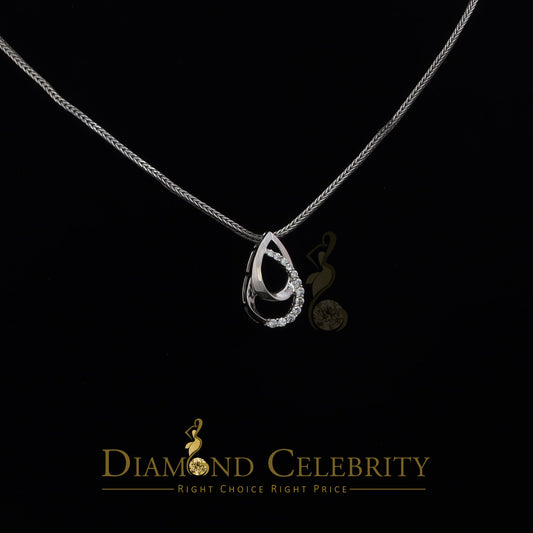 DiamondCelebritees Sterling White Silver Pear Fashion Pendant with 0.00ct Cubic Zirconia