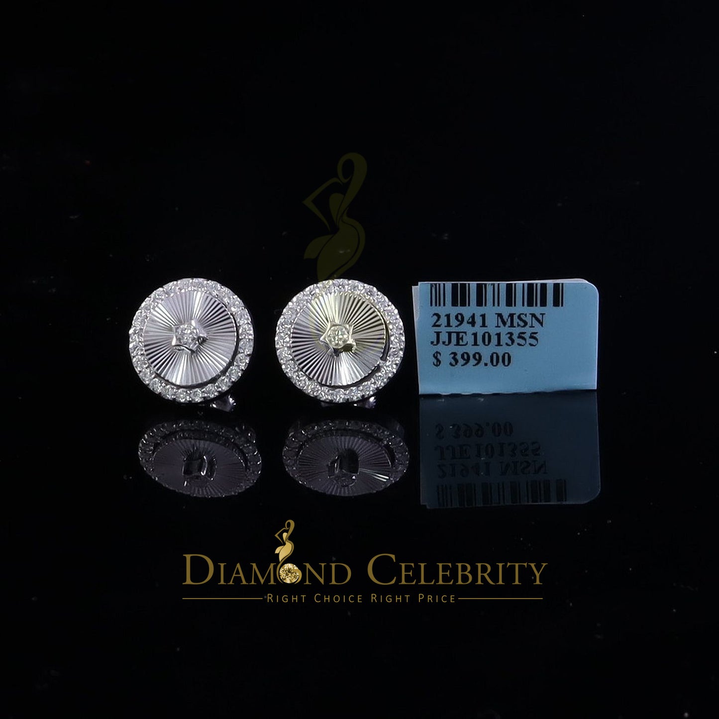 Diamondcelebritees 2.50ct VVS D Moissanite Diamond Cut Stud Earring Women & Men White 925 Silver