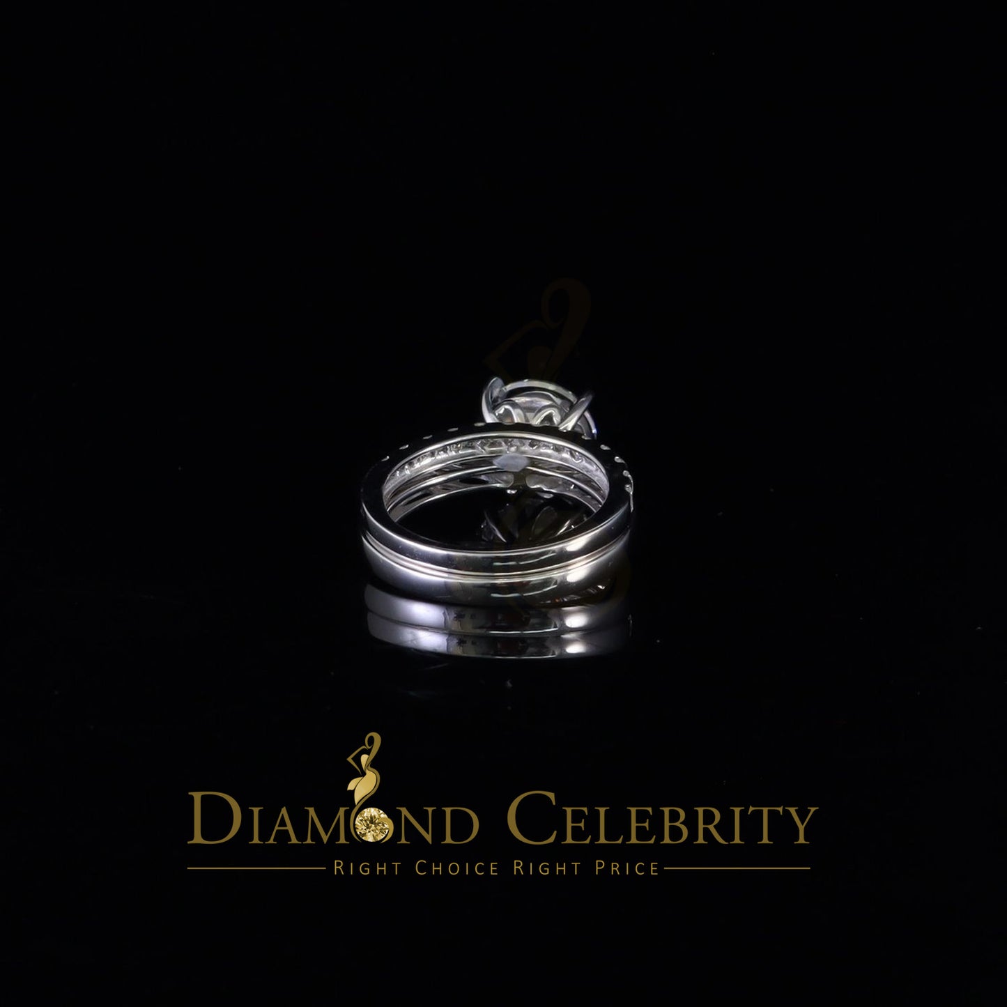 DiamondCelebritees White 5.00ct Moissanite Sterling Silver Men/Women Bridal Ring Round Shape Size 8