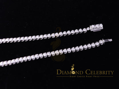 DiamondCelebritees 925 Silver White 20ct Moissanite Tennis Men's Necklace size 21.5 inch & Widt 6mm