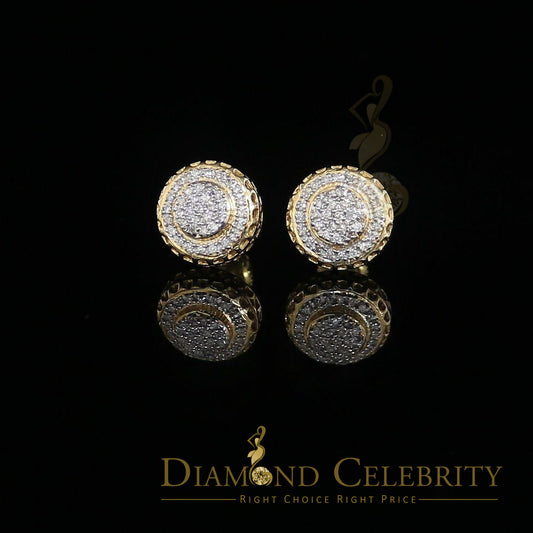 DiamondCelebritees 925 Sterling Silver 0.20ct Diamond For Women's/ Men's Yellow Stud Round Earrings