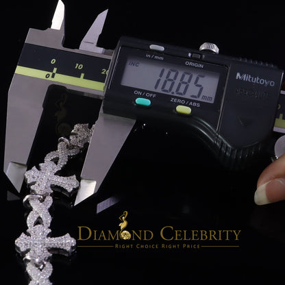 Diamondcelebritees  925 D'Moissanite Silver 8.00CT White Victoria Cross Infinity Bracelet Men/Women