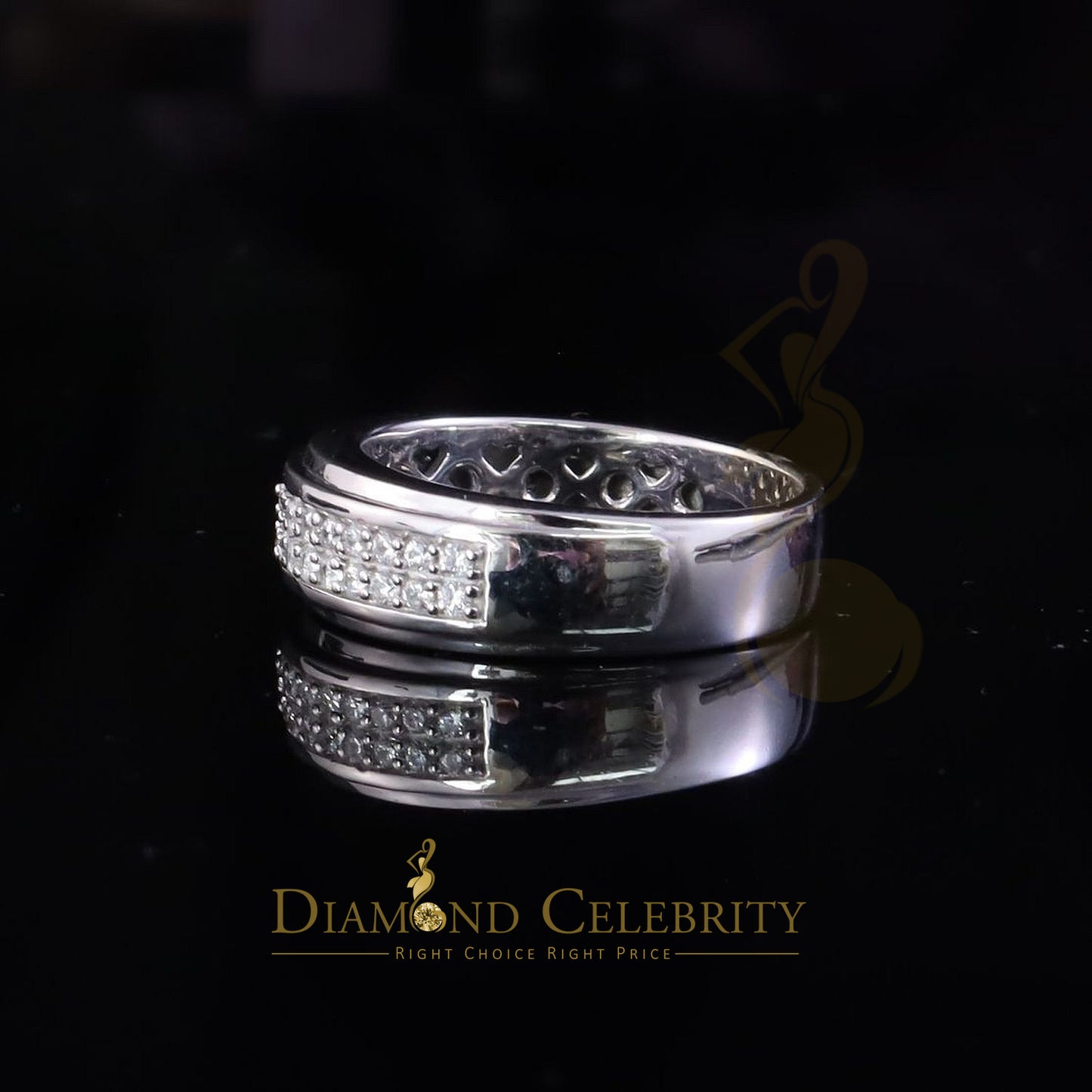 DiamondCelebritees White Silver Round Cubic Zirconia 1.25ct Men Adjustable Ring From SZ 10 to 12