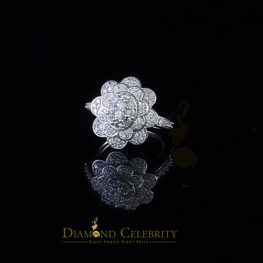 DiamondCelebritees 925 Sterling Silver White 2.10ct Cubic ZirconiaWide Flower Womens Ring Size7.5