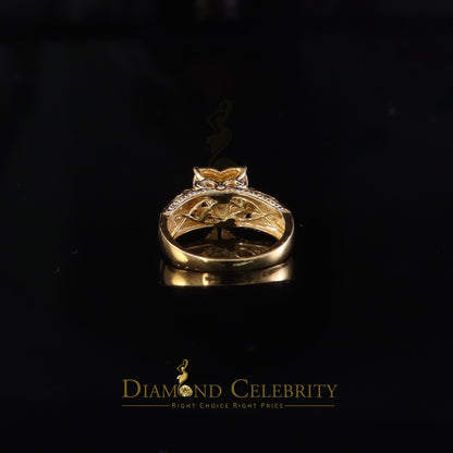 DiamondCelebritees 925 Yellow Sterling Silver Real Diamond 0.10ct Womens Engagement Heart Ring SZ 7