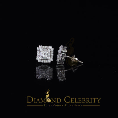 DiamondCelebritees  1.18ct Cubic Zirconia 925 White Silver Women's & Men's Hip Hop Square Earrings