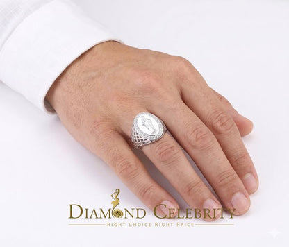 DiamondCelebritees White Oval Shape CZ 925 Sterling Silver St Jude Fancy Women's Religious Ring SZ 6.5