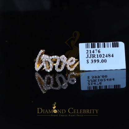 DiamondCelebritees 925 Sterling Yellow Silver 0.33ct VVS 'D' Moissanite 'Love' Rings SZ 7 for Women
