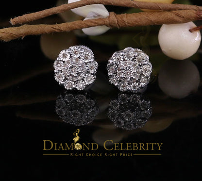 DiamondCelebritees 0.15ct Diamond 925 Sterling Silver White Floral Earrings For Men's / Women's