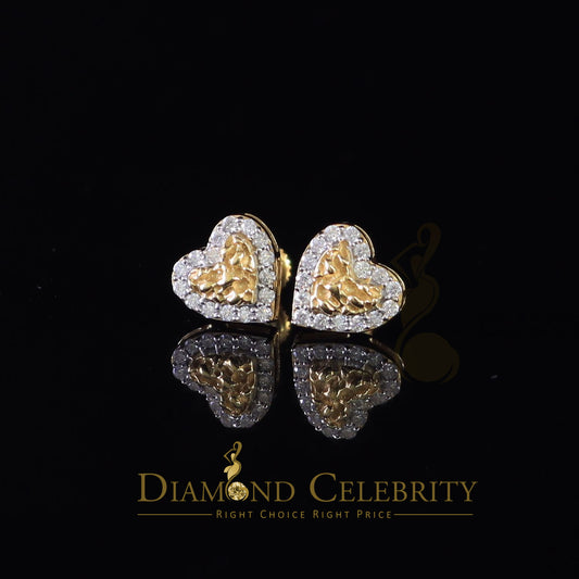 DiamondCelebritees 1.00ct Moissanite Yellow 925 Sterling Silver Women's Heart Shape Nugget Earrings