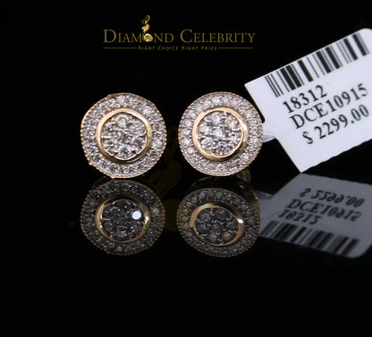 DiamondCelebritees 10K Real Yellow Gold Real Diamond 0.50CT Men's/Women's Stud Round flower Earring