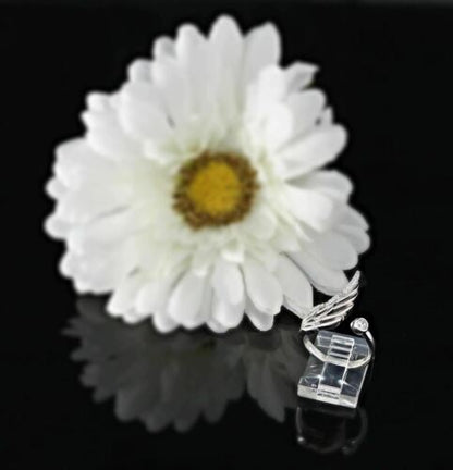 DiamondCelebritees 925 Sterling White Silver Angel Wing Ring Size 6.5 with 1.50ct Cubic Zirconia